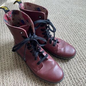 Doc Martens Red Floral Stratford Boots